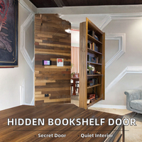 Porte intérieure en bois massif secrète et cachée avec charnière de bibliothèque invisible, rotation à 180 degrés pour appartement, design moderne