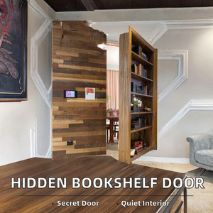 Puerta Interior Secreta Oculta de Madera Maciza con Bisagra de Librería, Rotación <span class=keywords><strong>Invisible</strong></span> de 180 Grados para Apartamento, Diseño Moderno - Product Image 3
