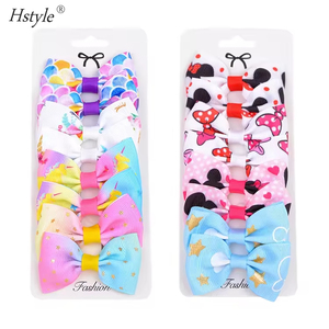 Hstyle Mix 10 nœuds pour cheveux pour filles, pinces crocodiles, nœuds en ruban gros-grain licorne arc-en-ciel, pinces pour fête - Product Image 4