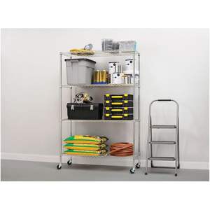 Alera ALE - Estantería Metálica Completa de Cuatro Niveles con Ruedas, 48 x 18 x 72 Pulgadas, Plateada - Product Image 3