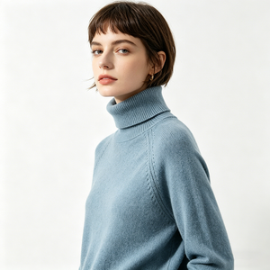 Maglione da <span class=keywords><strong>Donna</strong></span> in <span class=keywords><strong>Cotone</strong></span> a Collo Alto in Stile Semplice Europeo e Americano, Pullover Lavorato a Maglia Personalizzato - Product Image 3