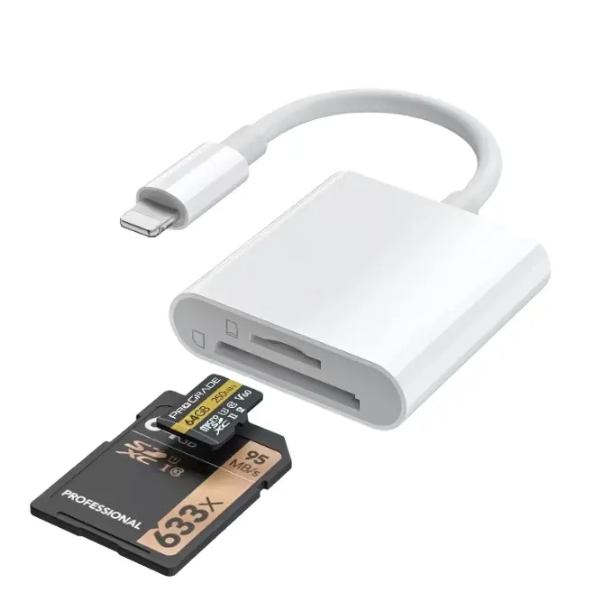 Adaptador de lector de tarjetas OTG 2 en 1 para iPhone 14 13 12 11 Pro Max Micro SD TF convertidor de lectura de tarjeta de memoria inteligente Mini lector de tarjetas