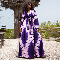 Nouvelle robe d'été 2026 style ethnique africain, à manches évasées et taille cintrée par lacets, pour le commerce transfrontalier