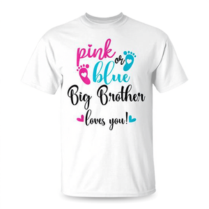 Camiseta Personalizable Rosa y Azul para Revelación de Género 'Big Brother Loves You', Regalo Promocional para Recién Nacidos, Opciones de Talla Disponibles - Product Image 3