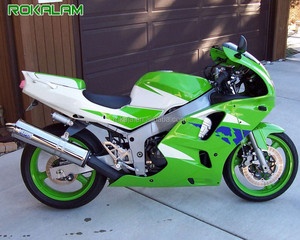 Kit de carenado de carrocería para motocicleta <span class=keywords><strong>Kawasaki</strong></span> <span class=keywords><strong>NINJA</strong></span> <span class=keywords><strong>ZX6R</strong></span>, accesorio para moto, color verde, blanco y azul, 94, 95, 96, 97, ZX-6R, ZX, 6R, 1994, 1995, 1996, <span class=keywords><strong>1997</strong></span> - Product Image 1