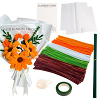 Kits de fleurs artificielles faits main en gros, matériaux DIY pour bouquets de fleurs en fil de fer, vente en gros