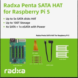 Carte d'extension Penta SATA HAT prenant en charge 5 disques SATA, compatible Raspberry Pi 5, série ROCK Pi SBC 3C 5A 4A 4B 3A, Radxa - Product Image 5