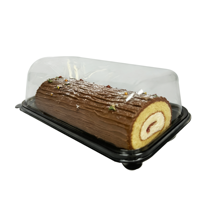 Boîte à gâteau en rouleau de crêpe en plastique, vente en gros d'usine, recyclable, écologique, transparente, rectangulaire, boîte à gâteau en rouleau de serviette suisse, boîte à gâteau en rouleau de Noël
