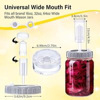 Kit de Fermentation JG JGK04 pour Bocal Mason à Large Ouverture, Corps en Verre Sodocalcique de Qualité Alimentaire, Bouchon en Plastique, Sceau d'Air en Silicone, pour la Fermentation du Chou Ferme et la Mise en Conserve