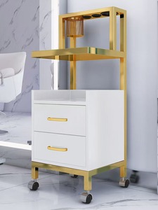 Modern Luxury White and Black Hairdressing Cart <b>Trolley</b> Metal Stainless Steel <b>Trolley</b> Cabinet - Product Image 3