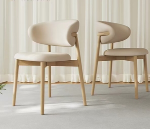 Chaise en bois de style nordique, simple et luxueuse, avec dossier confortable pour une assise prolongée, chaise en bois massif - Product Image 2