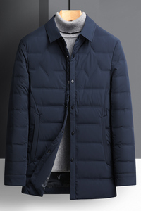 Doudoune rétro brodée avec col montant doudoune d'hiver haut de gamme en couleur unie grande taille fermeture à glissière tricotée - Product Image 3