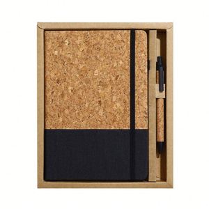 Custom Logo <b>A5</b> Minimalist <b>Diary</b> Thickened Cork Texture Eco-Friendly Paper Pen Loop Personalized Office Stationery Promotional - Product Image 3
