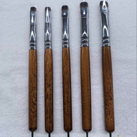 Pinceau professionnel de luxe HIDI pour nail art, ovale, pour gel, manche en bois brun, virole sertie, poils doux, multifonctionnel