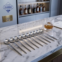 Cuillère à café et à glace en acier inoxydable 410 brossé à long manche pour bars, cafés et restaurants (vente en gros)