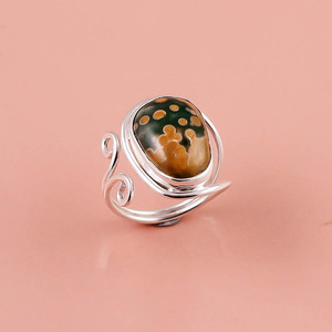 แหวนเงินสเตอริ925อัญมณีสีธรรมชาติอัญมณีมูนสโตนสีรุ้งเครื่องประดับออสเตรเลีย - Product Image 3