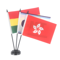 Drapeau de table personnalisé à double face imprimé en gros à bas prix, drapeau de bureau avec support et mât en plastique