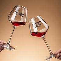 Verres à vin rouge à pied en cristal transparent faits à la main, personnalisables avec logo gravé, pour fêtes, mariages, restaurants et hôtels (vente en gros)