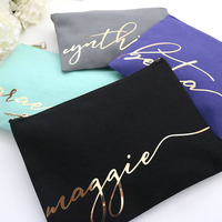 Trousse de Maquillage Personnalisée en Toile de Coton Réutilisable Vierge ThreeTwoOne TTO avec Fermeture Éclair Dorée – Cadeaux pour Demoiselles d'Honneur