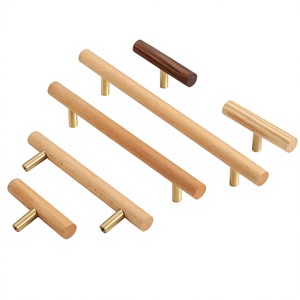 Juego de tiradores y pomos de madera hechos a mano, diseño moderno redondo, ligeros, para decoración de gabinetes de cocina, entrada, interior/exterior - Product Image 3