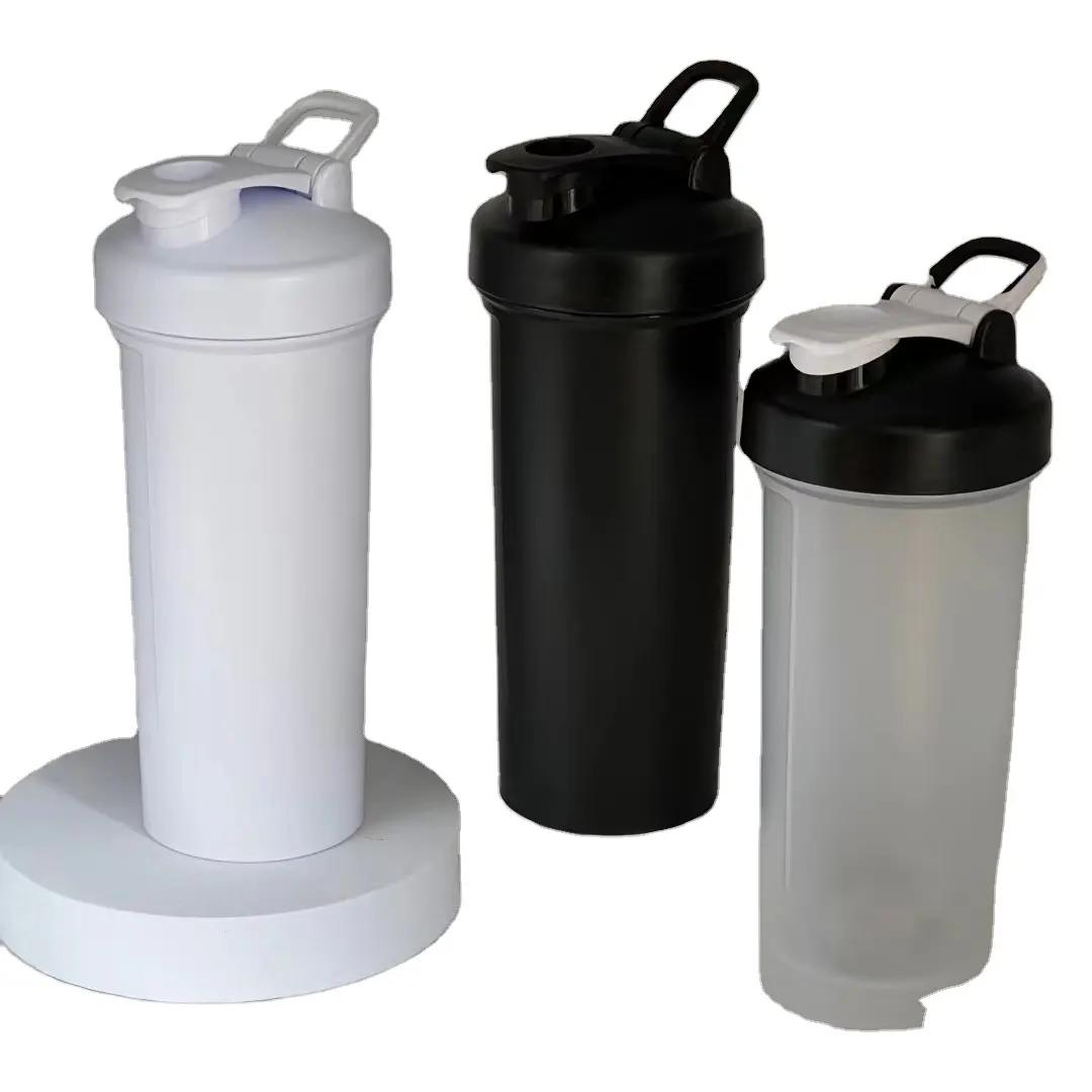 Kustom Logo portabel 500ml pengocok Protein botol air hitam Gym olahraga plastik Protein bubuk goyang cangkir