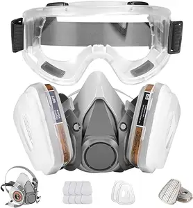 Masque facial demi-masque respiratoire en silicone avec lunettes de sécurité Spray de peinture travail de sécurité industrielle protection anti gaz