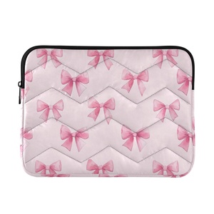 Lady's <b>Bags</b> Custom Pink Bows Print <b>Computer</b> Messenger Laptop Accessories Grid Protective Case Laptop Sleeve - Product Image 1