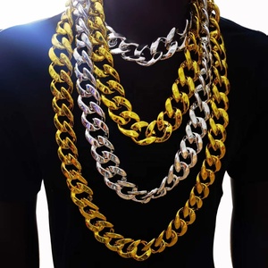 RSQ Hip Hop Gold Color Big Acrylic Chunky Chain Necklace For Men Punk Oversized Large Plastic Link Chain Men's Jewelry