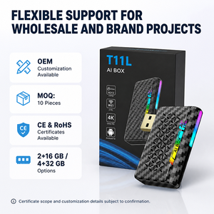 กล่อง AI CarPlay ไร้สาย กล่องมัลติมีเดียในรถยนต์แบบ Dual WiFi กล่อง AI ในรถยนต์พร้อมไฟ Breathing light อะแดปเตอร์ในรถยนต์ กล่องรถยนต์แบบ OEM ที่ปรับแต่งได้ - Product Image 4