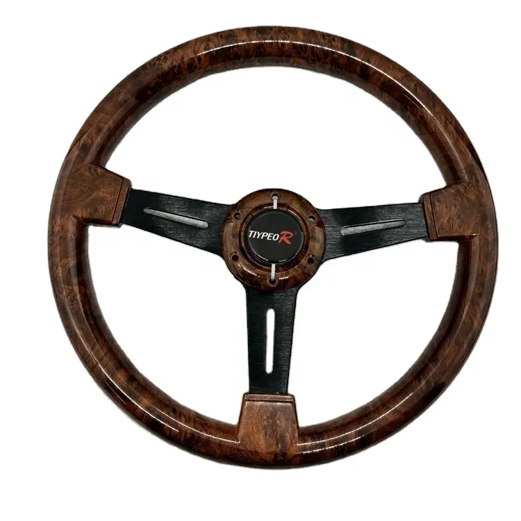 Leaders High Quality Classic Retro 350mm ABS 5 Deep Dish Plate Electroplated Bracket Peach Wood Steering Wheel