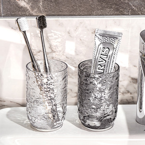 Yimijia Toothbrush Cup Set Glacier Pattern Transparent Plastic Double Holder <b>Bathroom</b> <b>Accessory</b> - Product Image 3