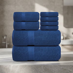 Ensemble de serviettes de bain en coton bleu, multi-pièces, en tissu éponge tissé, écologiques, couleur unie, pour la maison et la salle de bain, pour nouveau-né - Product Image 1