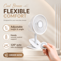 Ventilateur de table LED silencieux mural en plastique personnalisé avec lampe sans balais, puissant, USB Type-C, vente en gros, fabriqué en Chine