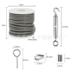 Stainless Steel Coated Wire Rope 2mm 30m With <b>Hook</b> Turnbuckle Eye Bolt Sleeve <b>Garden</b> Cable Kit - Product Image 1