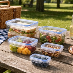 密封食品级塑料储物容器 多种尺寸 透明冰箱收纳盒 微波炉冰柜安全使用 餐食准备盒 批发 - Product Image 5