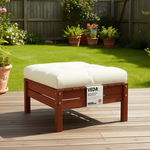 Reposapiés de Madera Maciza Veda para Patio con Cojín, Muebles de Exterior, Diseño Rústico Moderno - Product Image 2