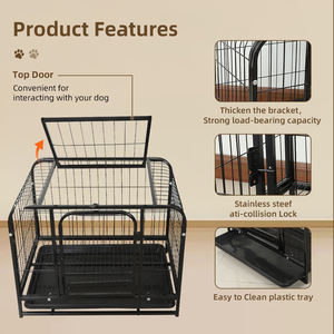 Vente en gros de chenil pliable intérieur/extérieur pour chiens Cage tubulaire en métal robuste noire Cages pour animaux de compagnie à vendre moderne pour chiens - Product Image 3
