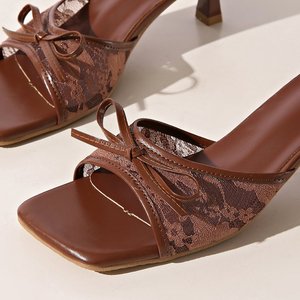 Sandalias de Tacón Fino con Lazo de Mariposa Bordado, Transpirables, de Malla, Estilo Europeo y Americano, Novedad de Verano F11 - Product Image 6