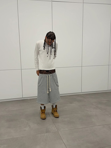 <strong>Leopard</strong> Animal <strong>Print</strong> Custom Drawstring French Terry Double Waist Gray Running 100% Cotton Sweat <strong>Shorts</strong> for <strong>Men</strong> Vintage <strong>Shorts</strong> - Product Image 4