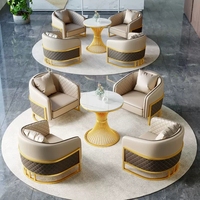 Canapé moderne de luxe léger pour hall d'accueil, fauteuil de salon en cuir