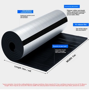 Mái nhiệt vật liệu cách nhiệt cao su và nhựa lá nhôm tự dính cách nhiệt bông - Product Image 2