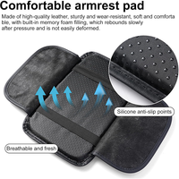 Coussin d'accoudoir universel pour voiture en cuir avec mousse à mémoire de forme, rehausseur de console centrale avec rangement multifonctionnel