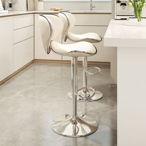 Modern <b>Adjustable</b> <b>Bar</b> <b>Stool</b> Swivel Counter Chair White Upholstered <b>Bar</b> Seat with Footrest for Home Hotel Cafe - Product Image 2