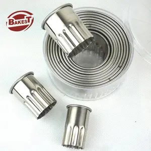 Bakest 12pcs Set Of Cookie Cutter Wavy Stainless Steel Metal Round Shaped Press Biscuit Molds Fondant Clay Cutter Cookies Tools