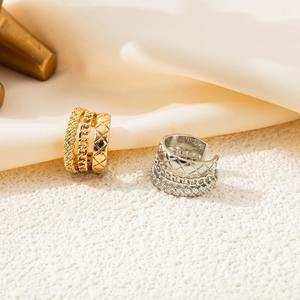 Women's Elegant Simple Trendy Copper Geometric <b>Clip</b>-<b>on</b> <b>Earrings</b> with Zircon Best Birthday Gifts for Girls Fashion <b>Stud</b> Earrrs - Product Image 4