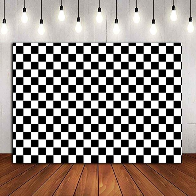 Checkered Black White Racing Photography Backgrounds Vinyl Cloth Photo Backdrops for Kids Birthday Party Decoration Photo Studio