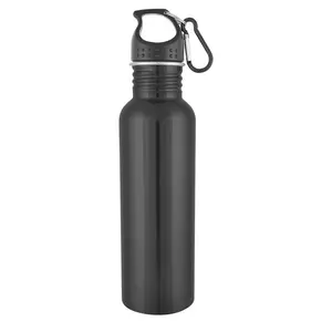Botol air olahraga Stainless Steel, botol air Stainless Steel 750ML bebas BPA dengan gaya klasik, tutup kait Carabiner mulut lebar untuk minum