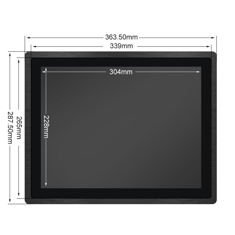 15 Inch 1024*768 Industrial Monitor HD-MI VGA square Screen Metal Aluminum TFT Embedded Pure Flat OEM ODM Industrial LCD Display
