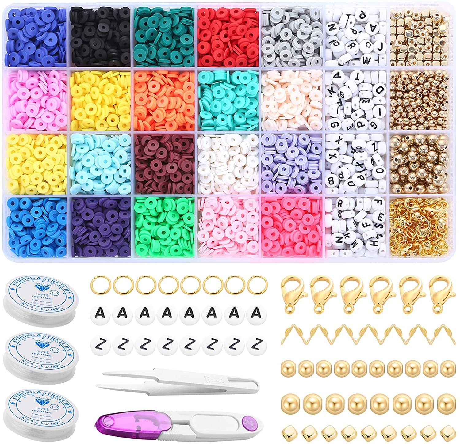 15 Colors 6mm Polymer Clay Beads Disc Round Heishi Beads Chip Disk Loose Spacer for DIY Jewelry Making Bracelets Necklace