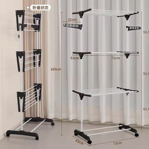 Séchoir à <span class=keywords><strong>linge</strong></span> pliable pour la famille, support de séchage mobile en métal, gain de place, avec roulettes - Product Image 5